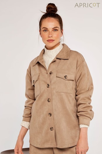 Apricot Brown Suedette Shacket (546945) | £35