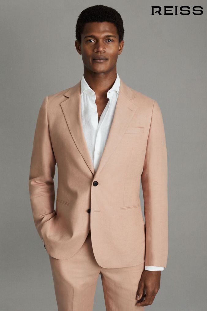 Mens pink linen jacket online