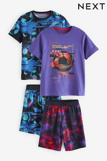 Blue/Purple Football Short Pyjamas 2 Pack (5-16yrs) (547183) | £22 - £30