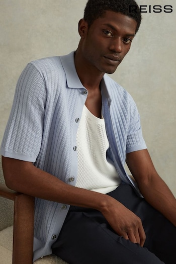 Reiss Soft Blue Murray Textured Knitted Shirt (547315) | £110