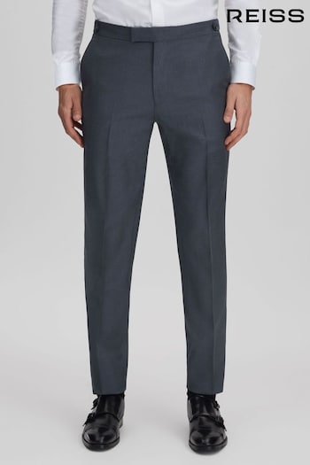 Reiss Airforce Blue Humble Slim Fit Wool Side Adjuster Trousers (547408) | £178