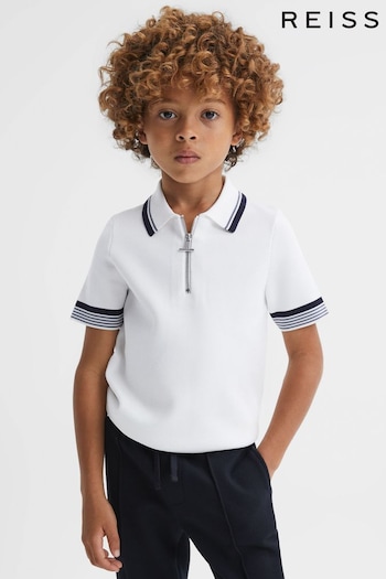 Reiss Optic White Chelsea Half-Zip Polo Shirt (547547) | £38