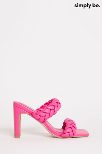 Simply Be Pink Plaited Heeled Wide Fit Sandals (547587) | £18.50