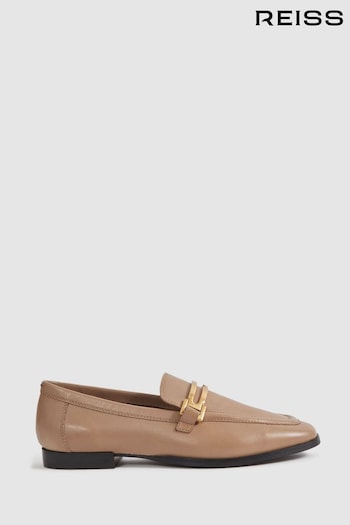 Reiss Nude Angela Leather Rounded Loafers (547797) | £158