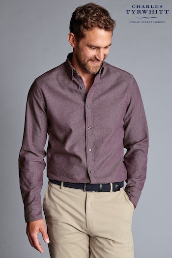 Charles Tyrwhitt Purple Blackberry Dobby Flannel Classic Fit Shirt (548098) | £65