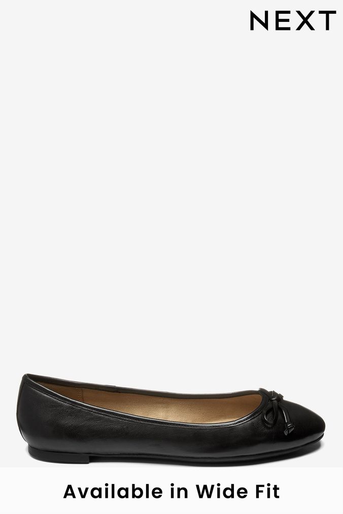 Black Forever Comfort® Round Toe Leather Ballerinas (548199) | £34