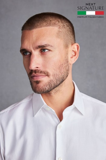 Grey Textured Slim Fit Single Cuff Signature Italian Fabric Shirt (548546) | £55