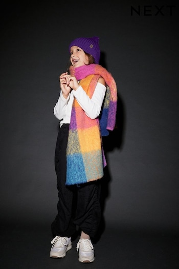 Multi Bright Check Soft Brushed Scarf (3-16yrs) (548644) | £7 - £10