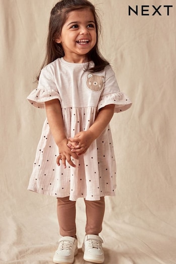 Cream Relaxed Day Oasis Dress and Leggings Set (3mths-7yrs) (548724) | £13 - £17