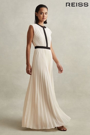 Reiss White Harley Pleated Maxi Dress (548757) | £278