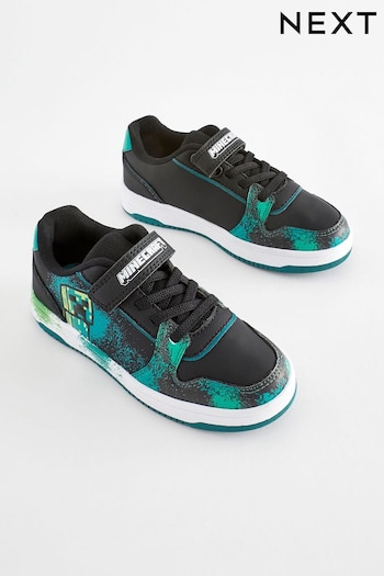 Black/Green Minecraft One Strap Elastic Lace Trainers (548785) | £24 - £31