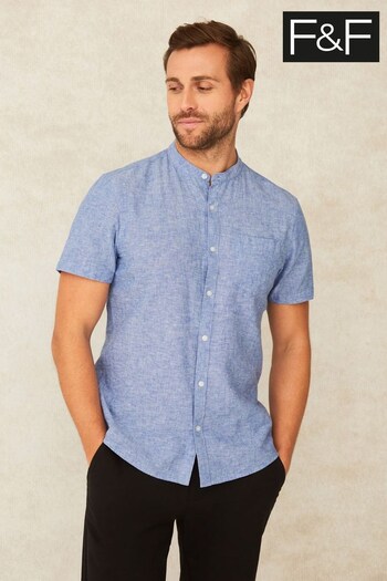 F&F Blue Linen Short Sleeve Shirt (548954) | £21