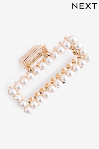 Gold Tone Pearl Rectangle Hair Claw (549049) | £10