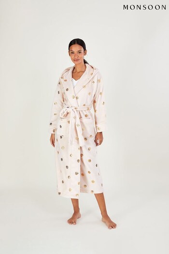 Monsoon Natural Spot Foil Hooded Dressing Gown (549203) | £55
