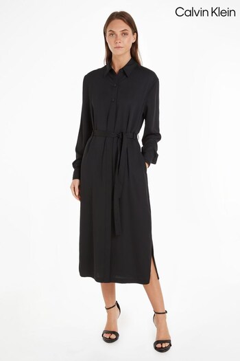 Calvin Messenger Klein Recycled Utility Black Shirt Dress (549292) | £220