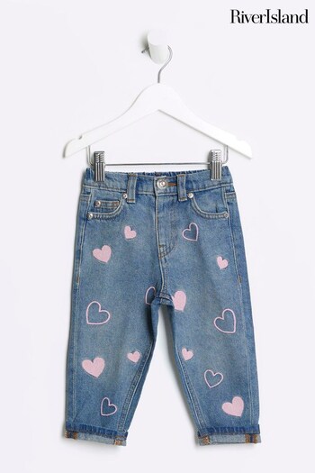 River Island Blue Kids Denim Heart Mom Jeans (549746) | £23
