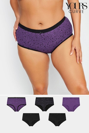 Yours Curve Purple Full Briefs 5 Pack (549780) | £17