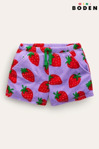 Boden Purple Printed Towelling Schmale Shorts (549924) | £19 - £21