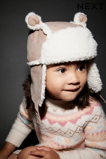 Neutral Faux Shearling Trapper Hat (1-6yrs) (550129) | £10 - £11