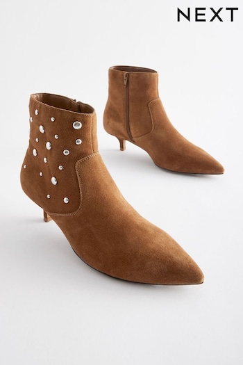 Tan Brown Forever Comfort® Stud Detail Ankle Boots (550130) | £75