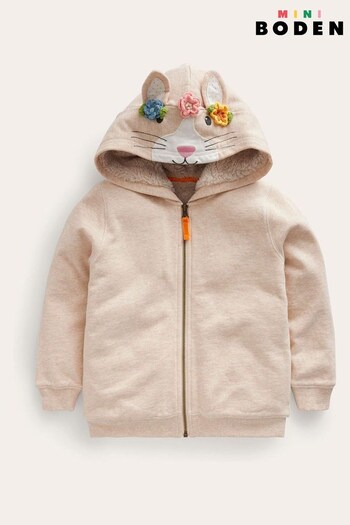 Boden Natural Fun Shaggy-Lined Rabbit Hoodie (550439) | £39 - £44