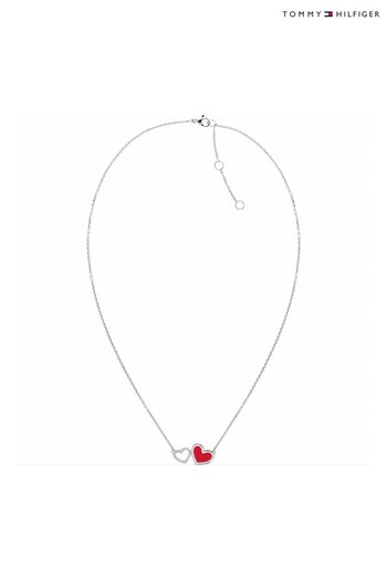 Tommy Hilfiger Silver Jewellery Ladies Enamel Hearts Necklace (550512) | £69
