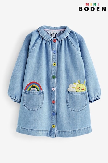 Boden Blue Appliqué Rainbow Weather Shirt Dress (550557) | £34 - £39