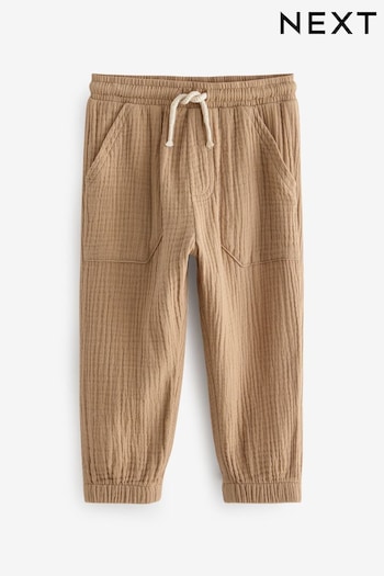 Tan Brown Soft Textured Cotton Trousers (3mths-7yrs) (550567) | £8.50 - £10.50
