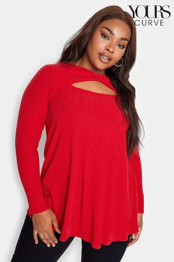 Yours Curve Red Twist Front Rib Swing Top (550621) | £24