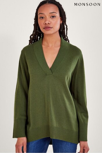 Monsoon Green Collar Wool Jumper (550633) | £75