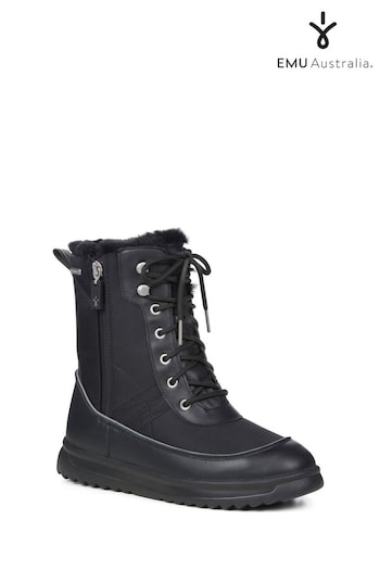EMU Australia Black Waterproof Leather Mix Sheepskin Lined Snow Boots (550741) | £189