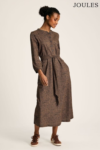 Joules Scarlett Tan & Navy Cotton Shirt stone Dress (550747) | £59.95