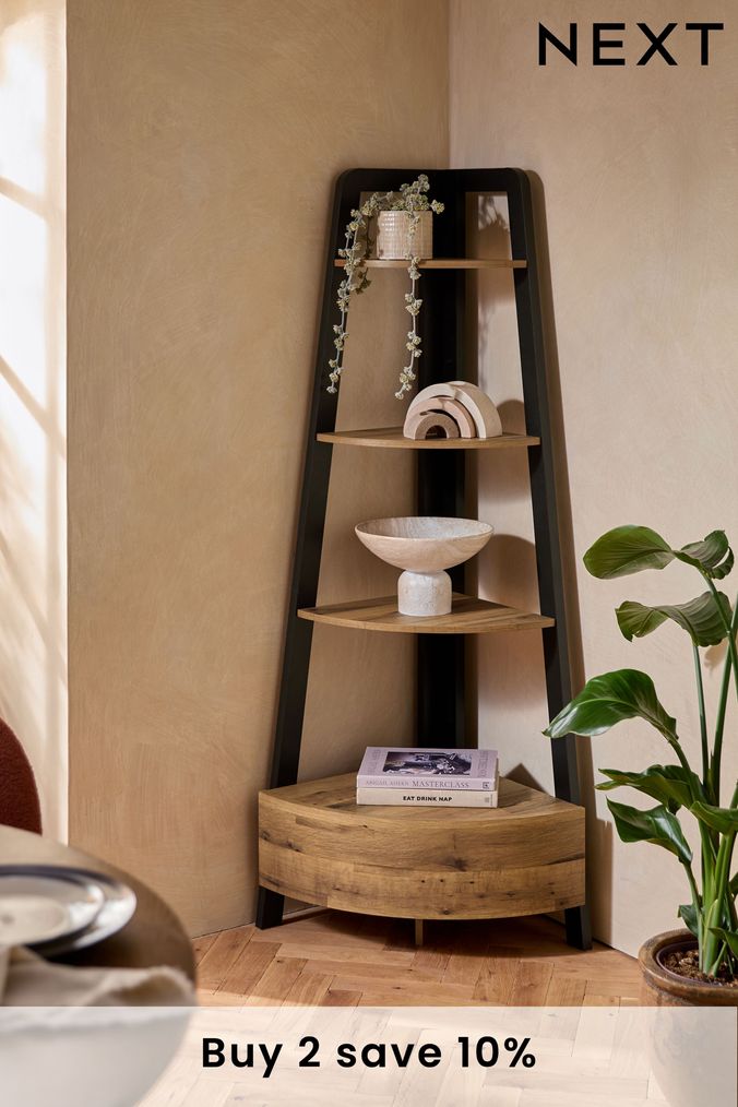 Dark Bronx Oak Effect Corner Ladder Shelf (550779) | £299