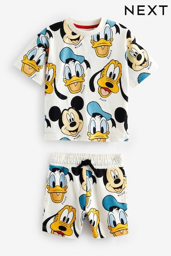 White Short Sleeve Mickey Donald T-Shirt & Shorts Set (3mths-8yrs) (550797) | £16 - £20