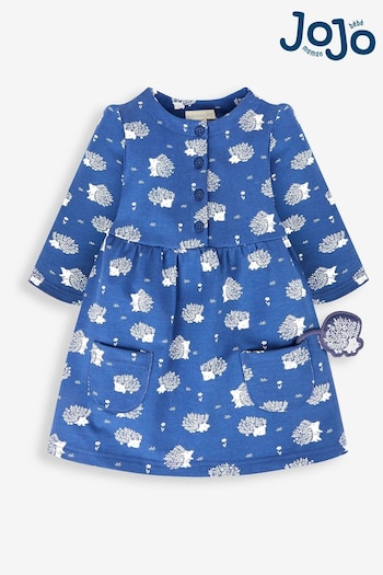 JoJo Maman Bébé Denim Hedgehog Print Button Front Dress (551044) | £23.50