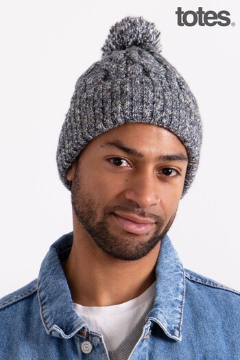 Totes shoulder Grey Mens Knitted Nep Knitted Hat (551058) | £15