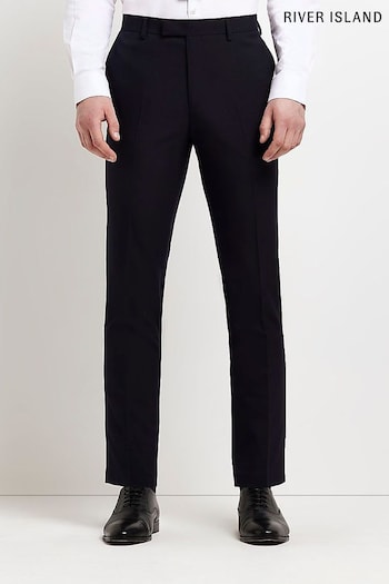 River Island Navy Blue Skinny Twill Suit Trousers (551062) | £35