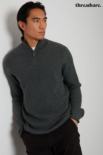 Threadbare Grey Lightweight 1/4 Zip Knitted Jumper (551117) | £28