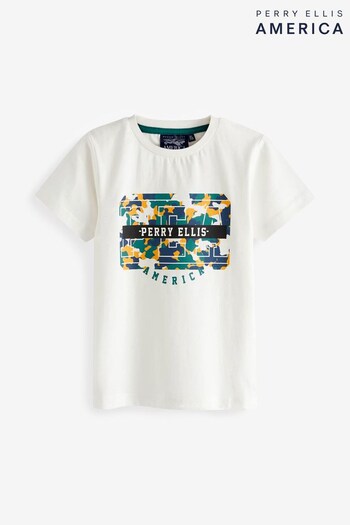 Perry Ellis America Logo Print White T-Shirt (551169) | £17 - £19