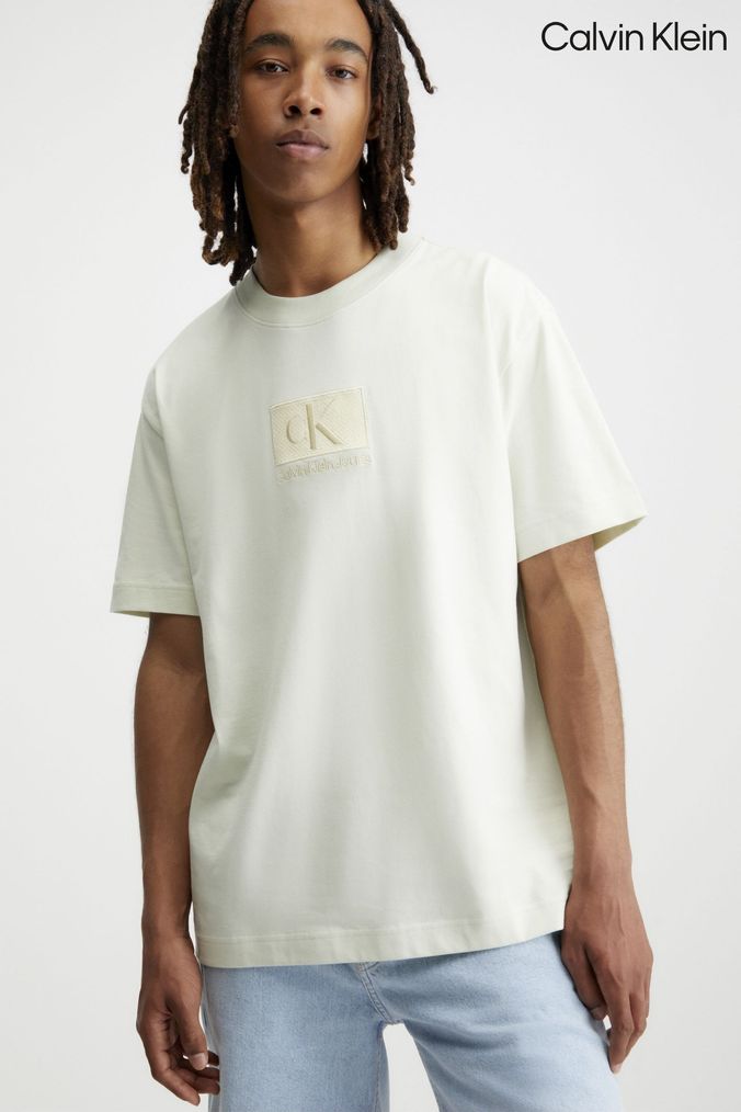 Buy Men s T Hoodie im Deconstructed Look Grau Shirts Green 100 Cotton Calvinklein Online ArvindShops