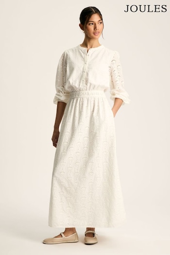 Joules Cassie White Broderie Maxi Dress (551237) | £89.95