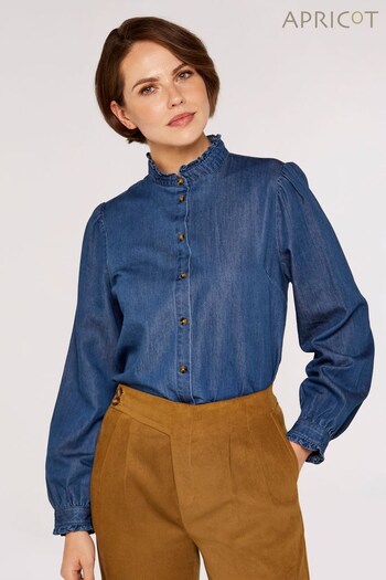 Apricot Blue Ruffle Detail Denim Shirt (551312) | £27