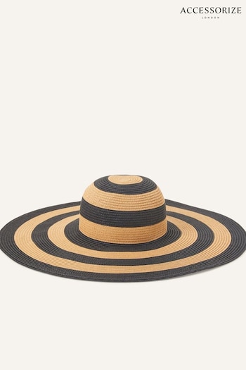 Accessorize Natural Stripe Floppy Hat (551427) | £25