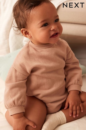 Rust Brown Cosy Sweat Jersey Bubble Bum Baby Romper (0mths-2yrs) (551582) | £9 - £11