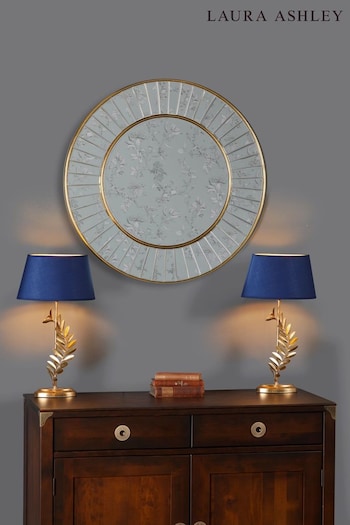 Laura Ashley Gold Clemence Beaded Round Mirror (551699) | £100 - £300