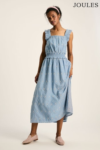 Joules Nadia Blue Broderie Sun Dress (551796) | £69.95