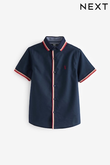 Navy Blue Tipped Collar Shirt (3-16yrs) (551797) | £15 - £20