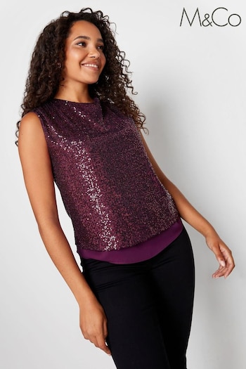 M&Co Red Sequin Tie Back Top (551845) | £33