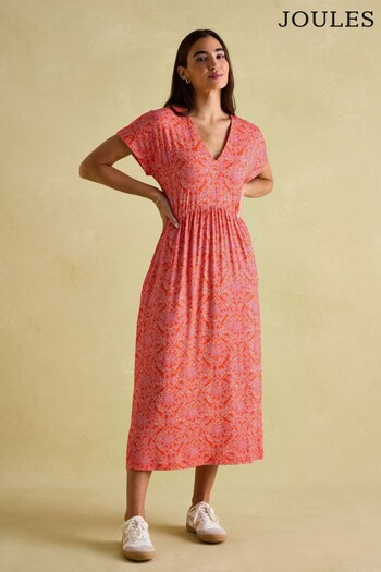 Joules Nia Pink Jersey V-Neck Beach Dress (551867) | £44.95