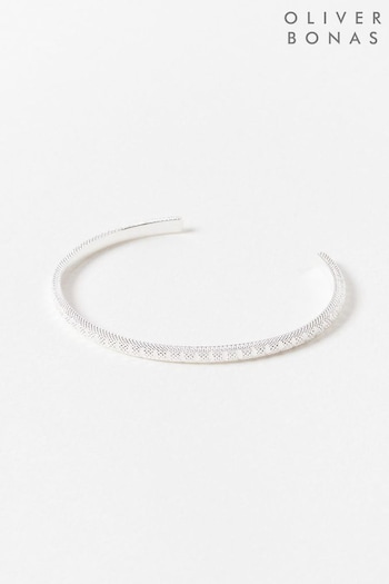 Oliver Bonas Silver Plated Ray Textured Cuff Bracelet (552004) | £45